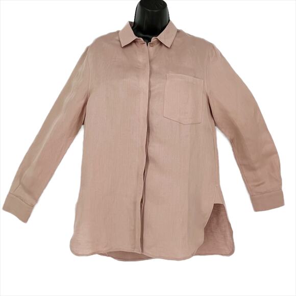 Cuyana Boyfriend Long Sleeve Button Down Overlay Shirt in Quartz Size X-Small - Picture 1 of 12